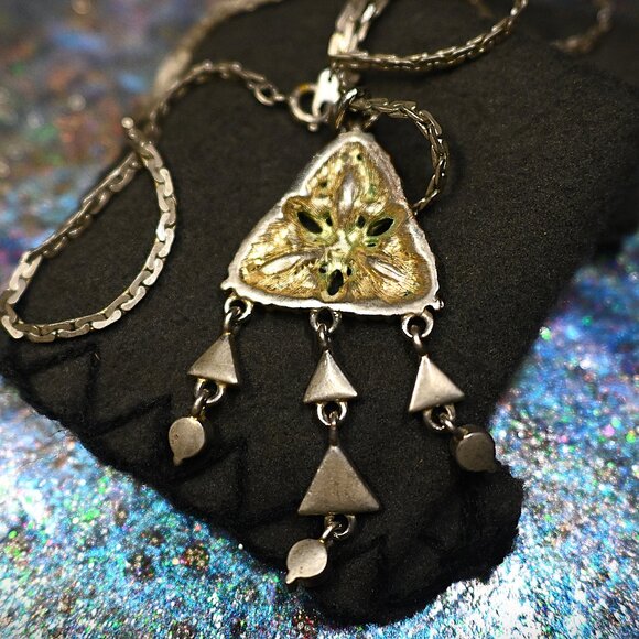 Estate Vintage Paste Art Deco Sparkly Pave Rhinestone Dangle Chandelier Necklace - Picture 3 of 4